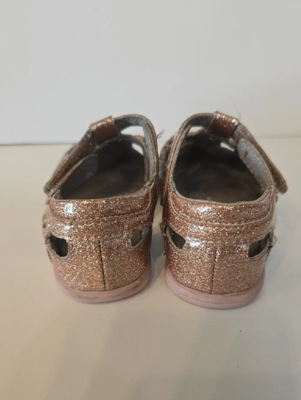 pediped Girls' Glitter Open-Toe Sandals in Rose-Gold Sparkle